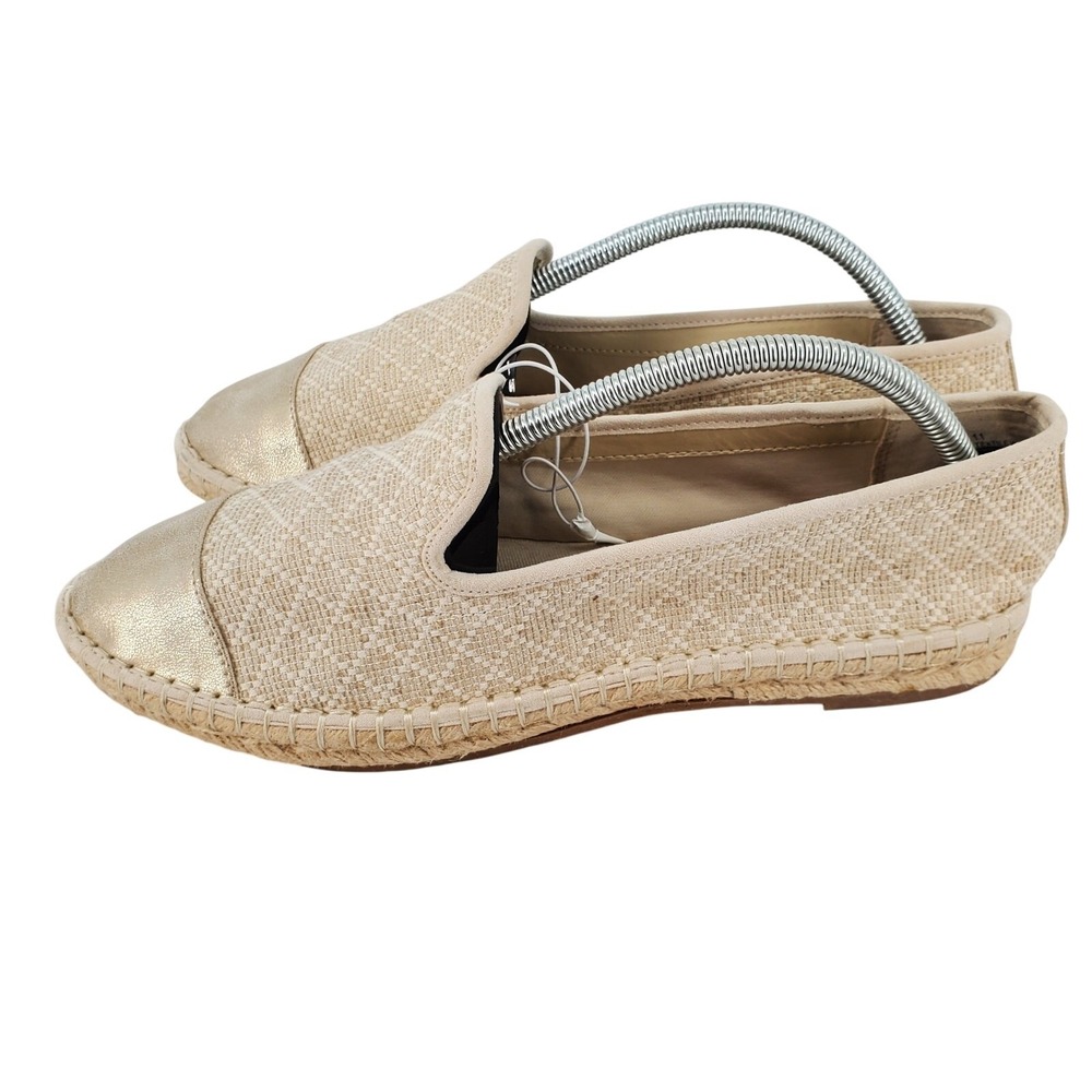 Universal Thread Carly Cream Gold Metallic Cap Toe Espadrille Loafers Womens 11 - Picture 3 of 8